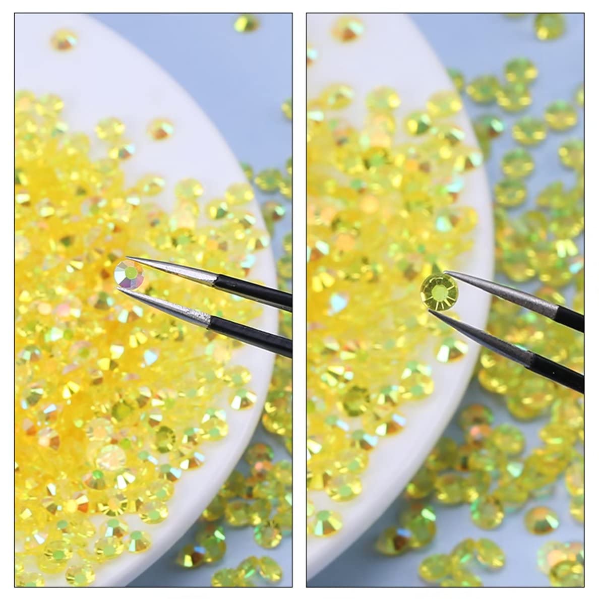 1440pcs SS20 5mm AB Flatback Rhinestones – Transparent Green Glitter Gems for Nails, Crafts, Clothing & Shoes
