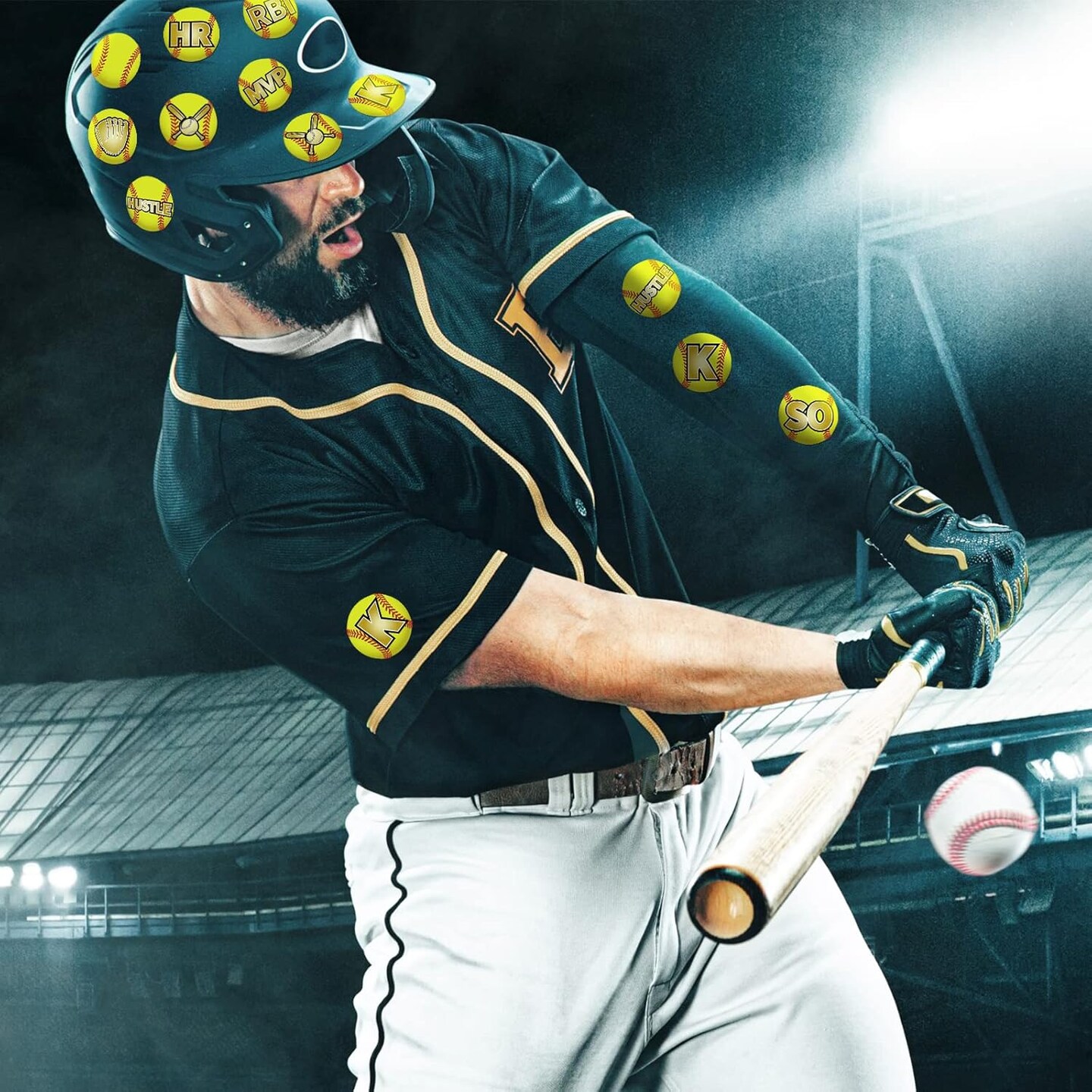 375 Pcs Softball Helmet Decals Award Self Adhesive Baseball Helmet Stickers Softball Baseball Decals Accessories for Girls Boys Women Men