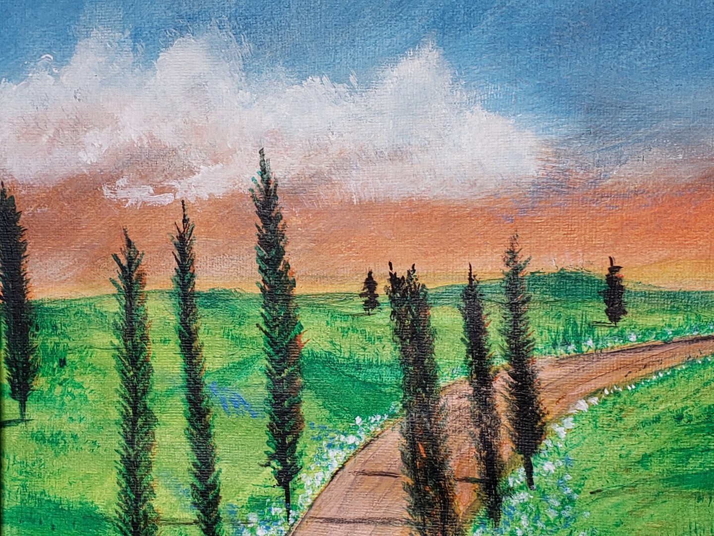 Original acrylic landscape painting 9x12 inches on paper surface