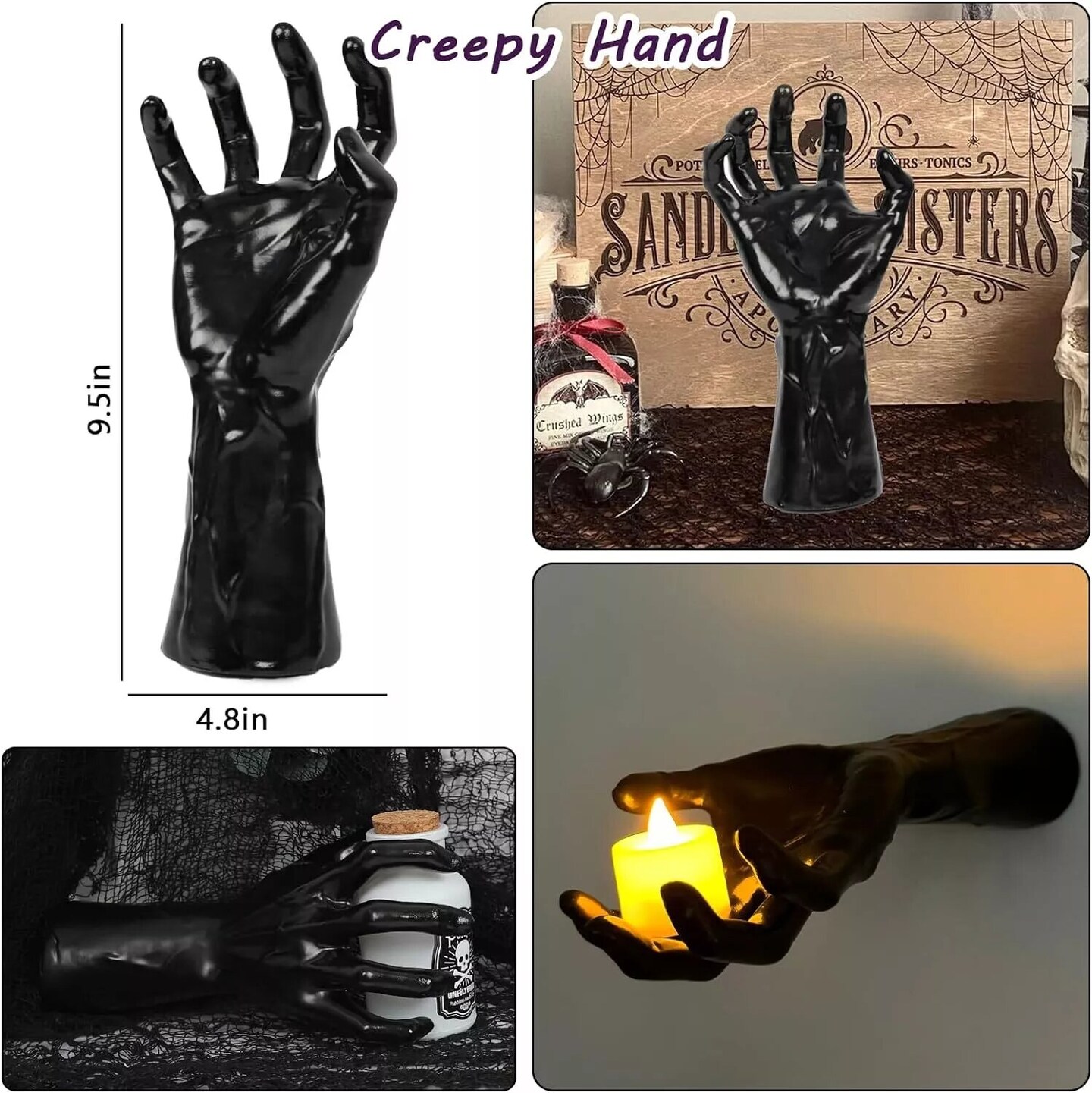 Kitcheniva 3 Pcs Spooky Hands Wall LED Candle Lights Decor