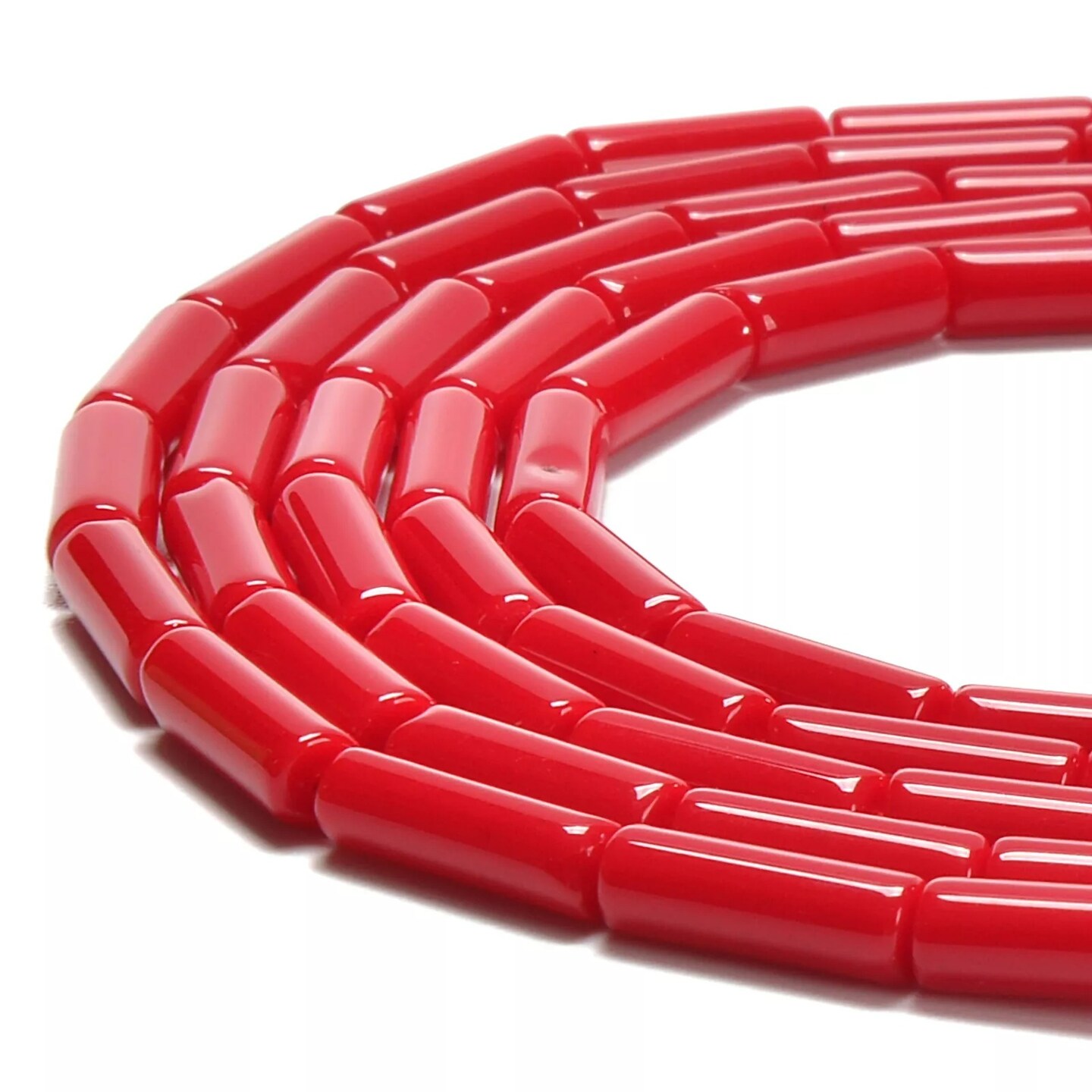 Red Coral Color Dyed Jade Cylinder Tube Beads Size 4x13mm 15.5&#x27;&#x27; Strand