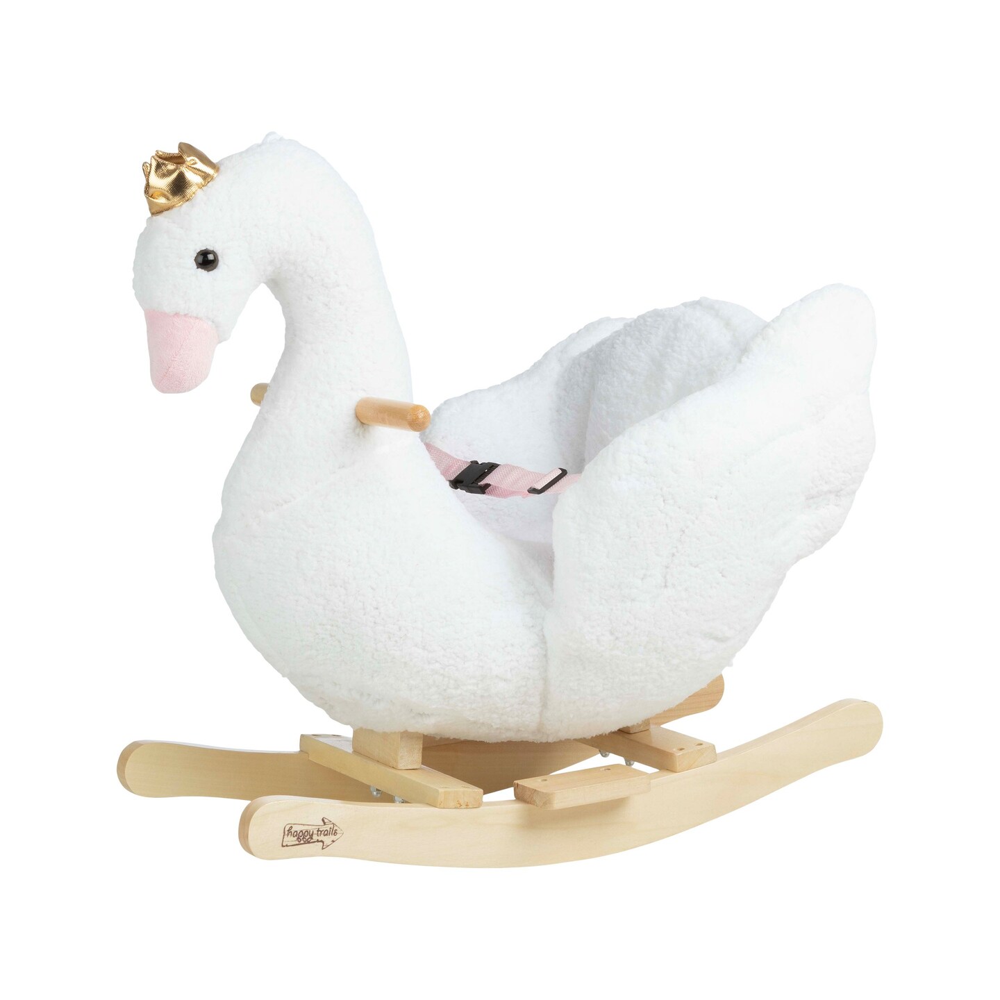 Swan Plush Rocking Horse For Kids 18 Months And Up Wooden Toy With Handles