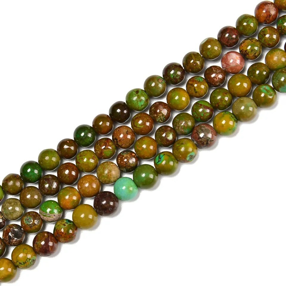 Dark Brown Green Turquoise Smooth Round Beads Size 6-7mm 15.5&#x27;&#x27; Strand