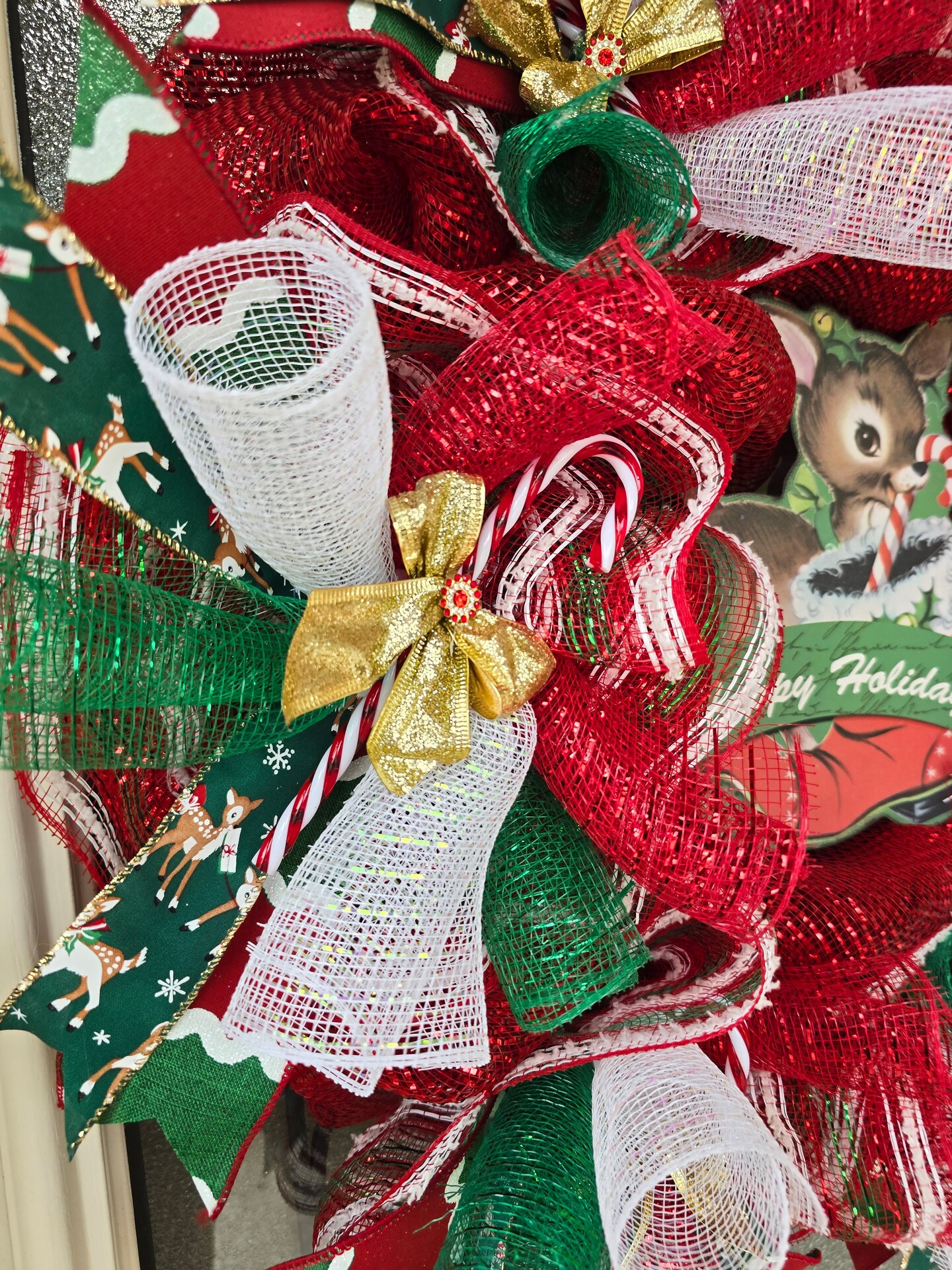 Christmas Wreath with Happy Holidays Deer Sign | MakerPlace by