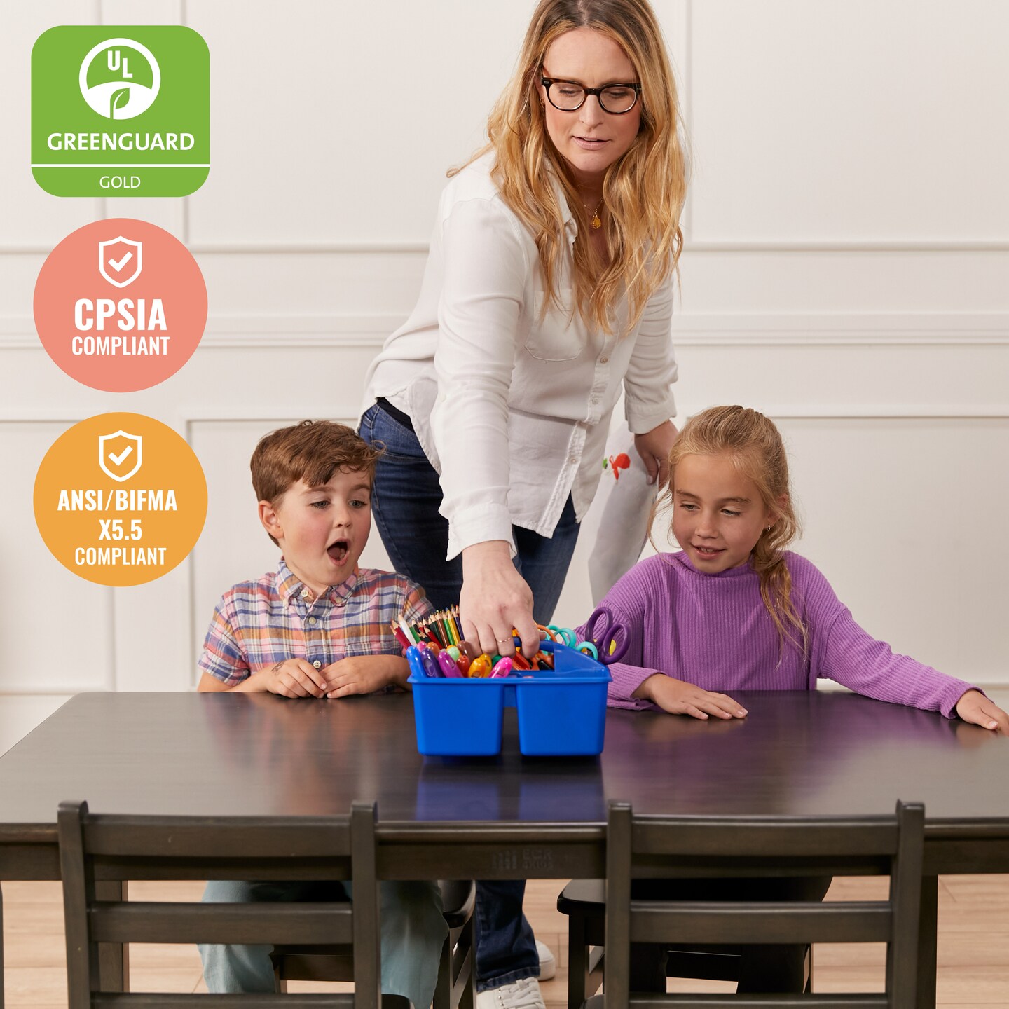 30in x 48in Rectangular Hardwood Table with 22in Legs, Kids Furniture
