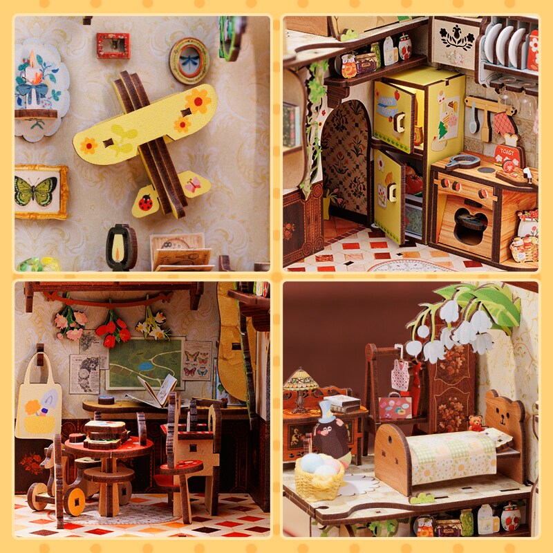 DIY Miniature Book Nook Kit | Mole&#x27;s Apartment w/ Dust Cover