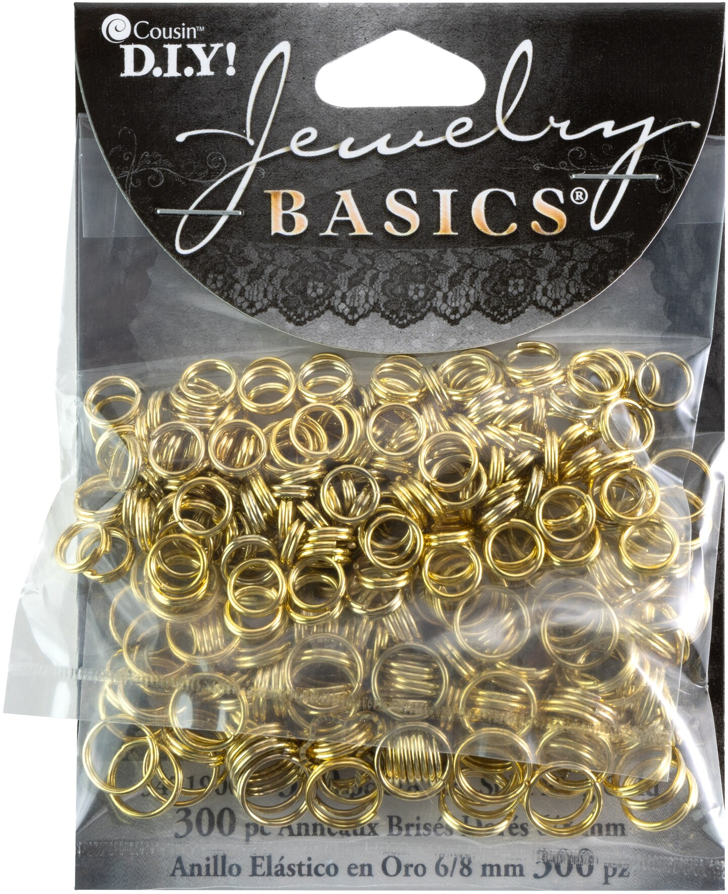 CousinDIY Jewelry Basics Metal Findings 300/Pkg-Gold Split Rings 6mm To 8mm