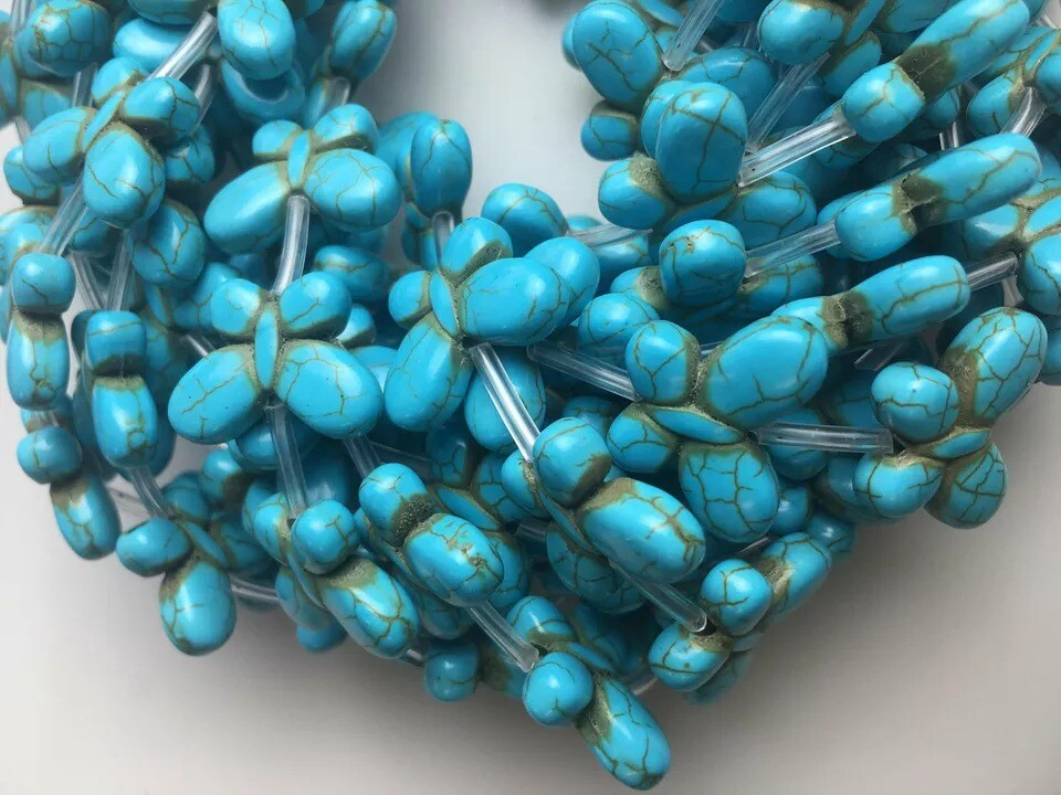 Blue Howlite Turquoise Butterfly Shape Beads 15x20mm 15.5" Strand