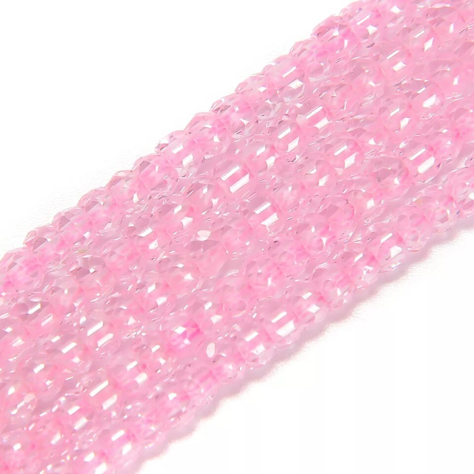 Pink Cubic Zirconia Faceted Rondelle Beads Size 2x3mm 15.5'' Strand