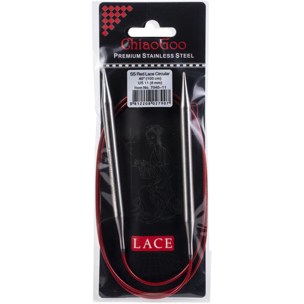 ChiaoGoo Red Lace 40&#x22; Stainless Circular Knitting Needles - Sizes US 0/2mm to 17 / 12.75mm