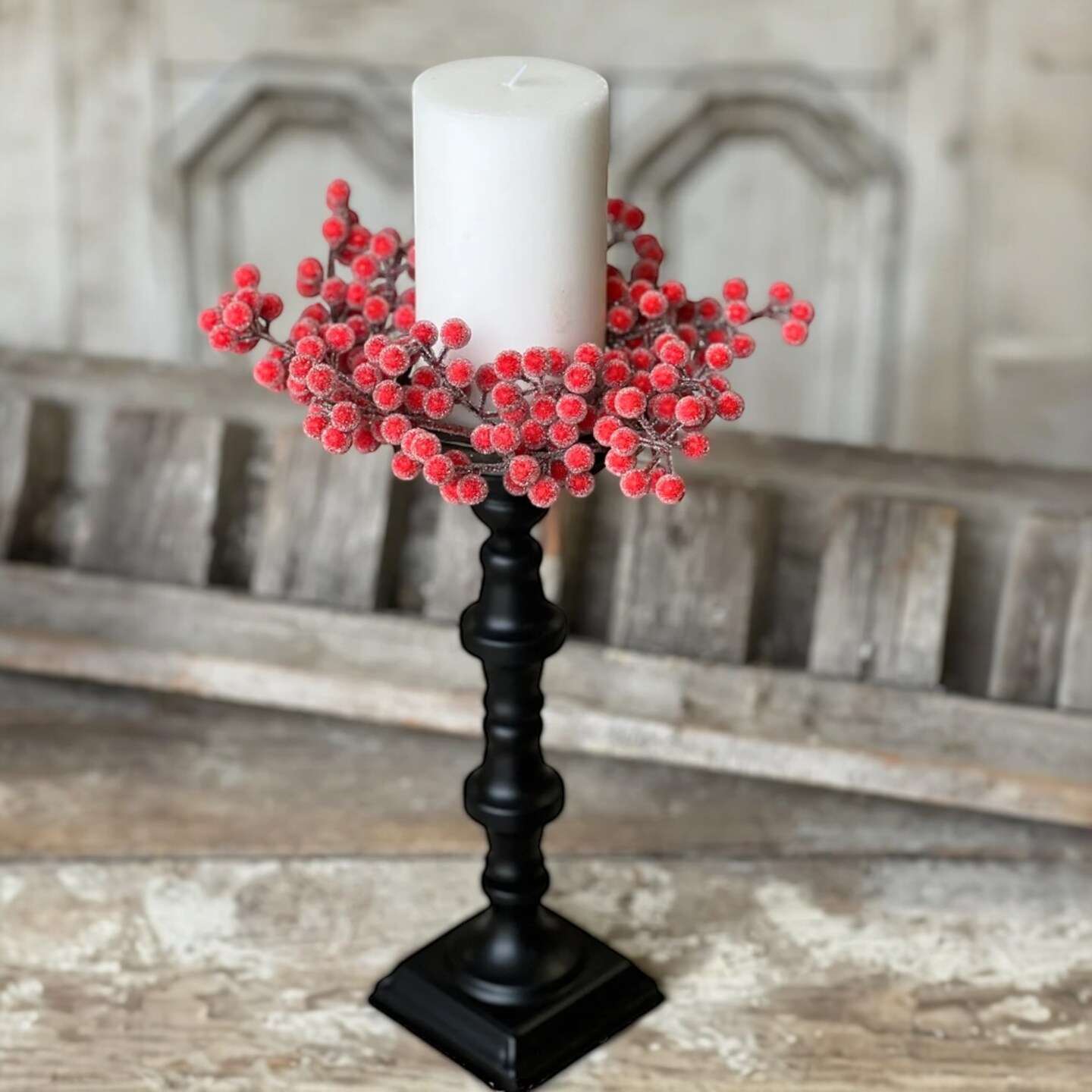 Sparkling Iced Berry Candle Ring | 10", Set of 2 | Christmas Holiday Home Décor - Holiday Tree