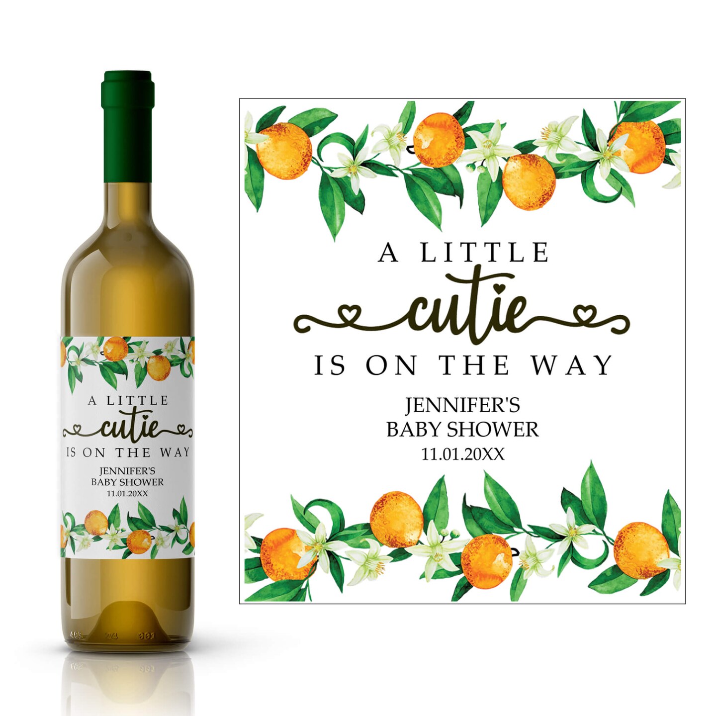 Little Cutie Baby On The Way Wine Label | Unique Baby Announcement | Little Cutie Baby Shower Wine Label | Baby Gift Wine Label 376929293641891840