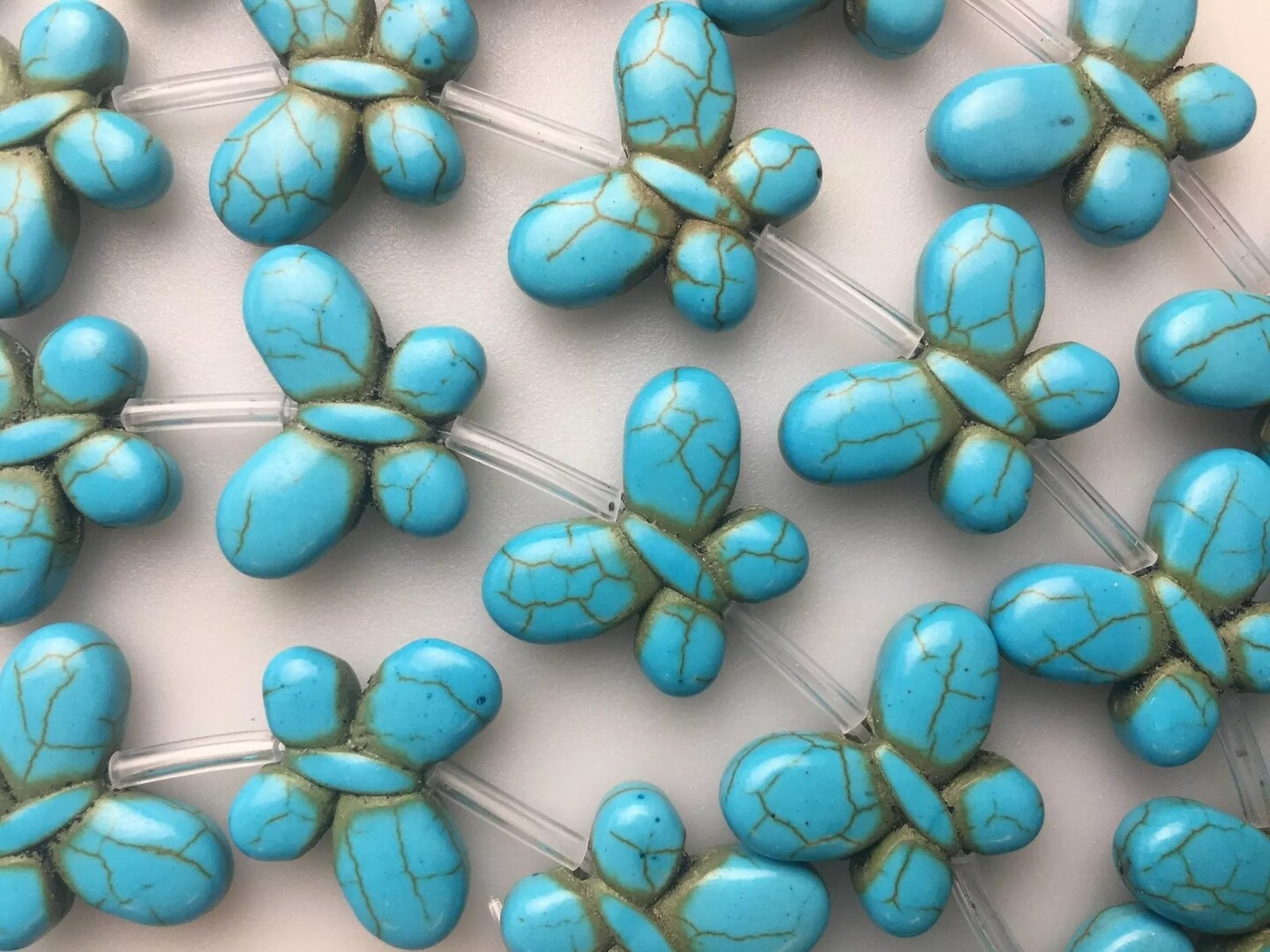 Blue Howlite Turquoise Butterfly Shape Beads 15x20mm 15.5" Strand