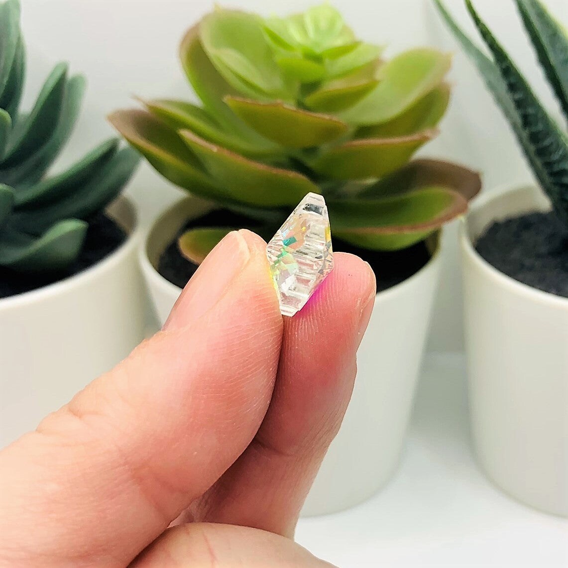 Pearl Glass Faceted Snowflake Christmas Charms, 14x12mm