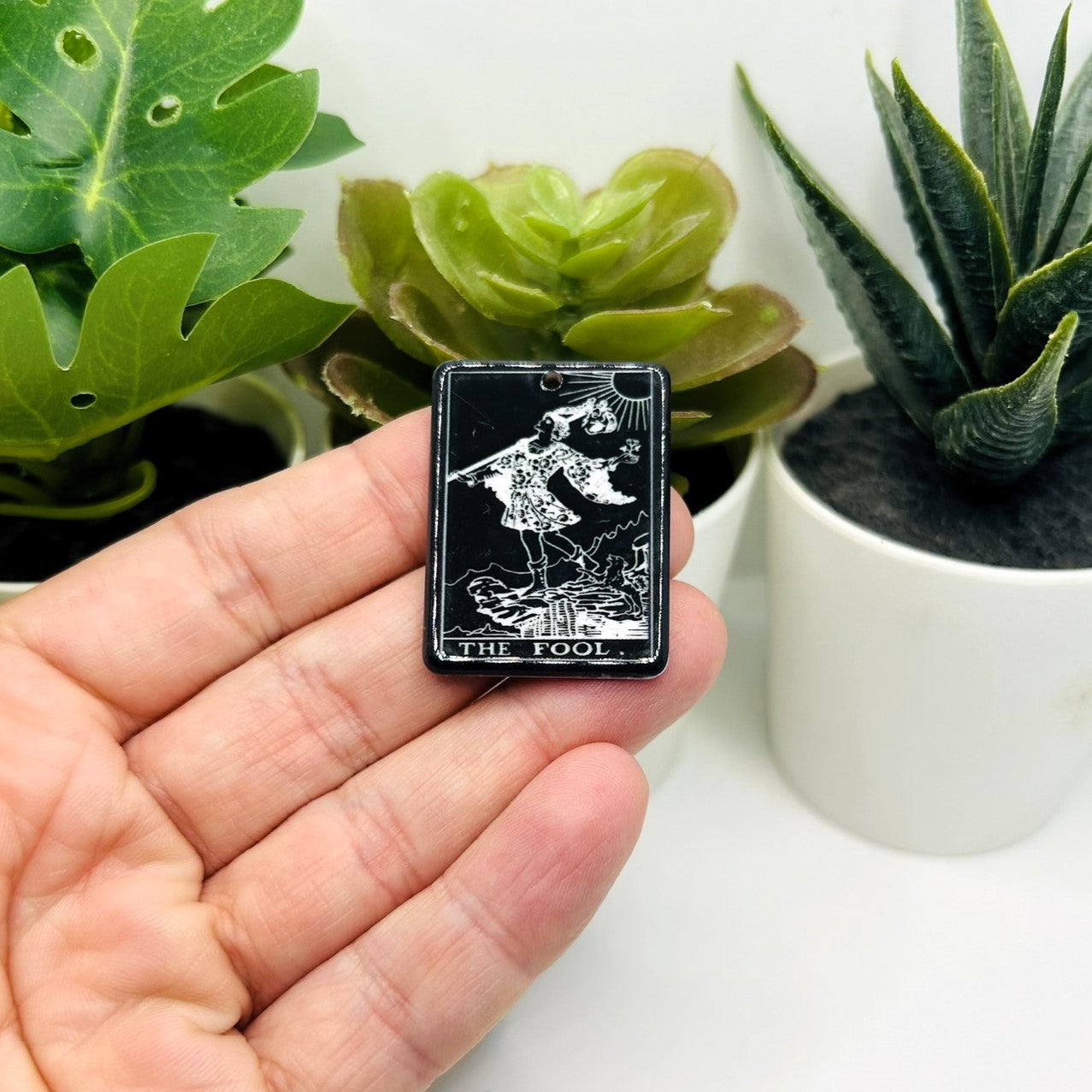 The Fool Black and White Tarot Card Charms, 34x25mm