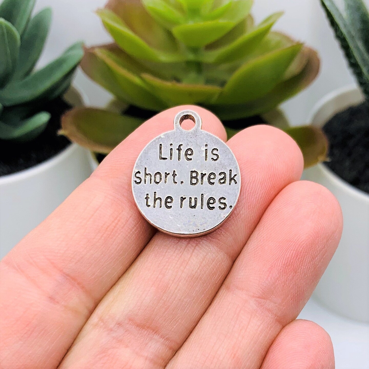 Silver Life is Short Break The Rules Charms
