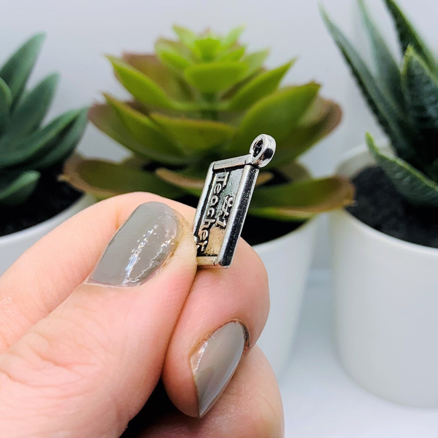 Silver #1 Teacher Charms, 23.5x20mm