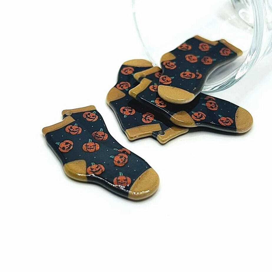 Halloween Socks Pendant, Fall Socks, 40x27mm