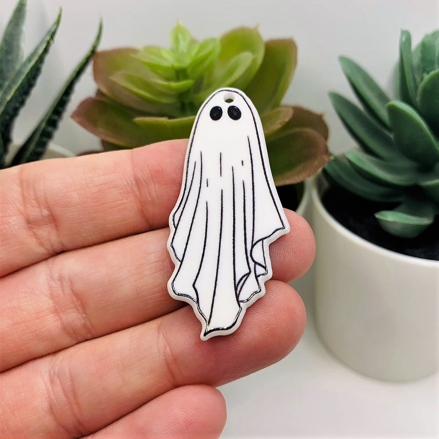 White Goth Ghost Halloween Charms, 46x21mm