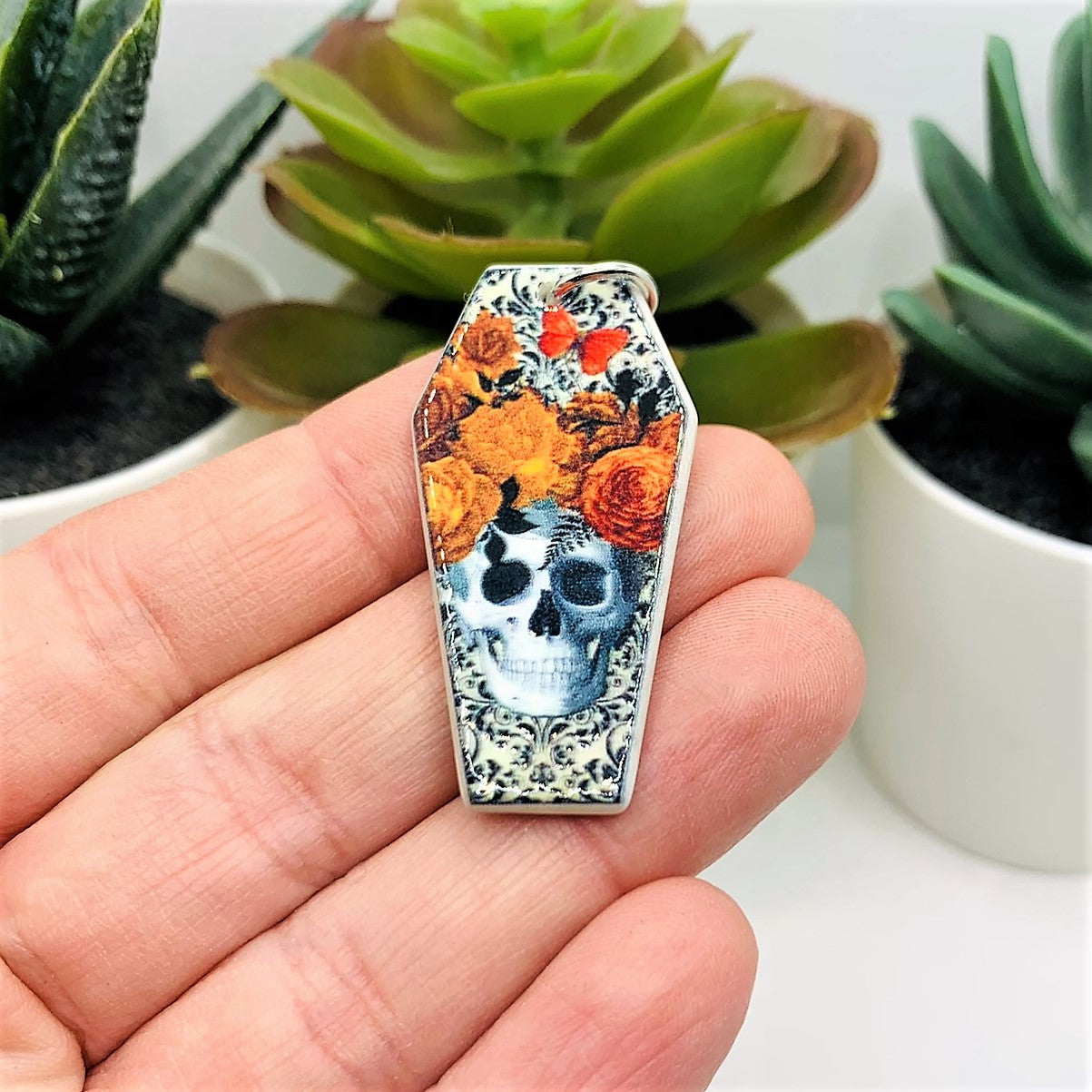 Fall/Autumn Coffin Skull Dia De Los Muertos Charms, 41x21mm