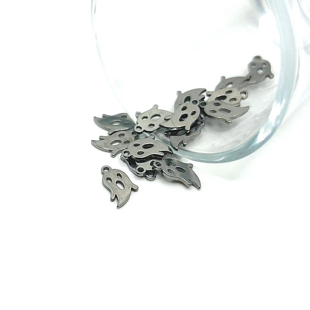 Small Stainless Steel Halloween Ghost Charms, 7mm