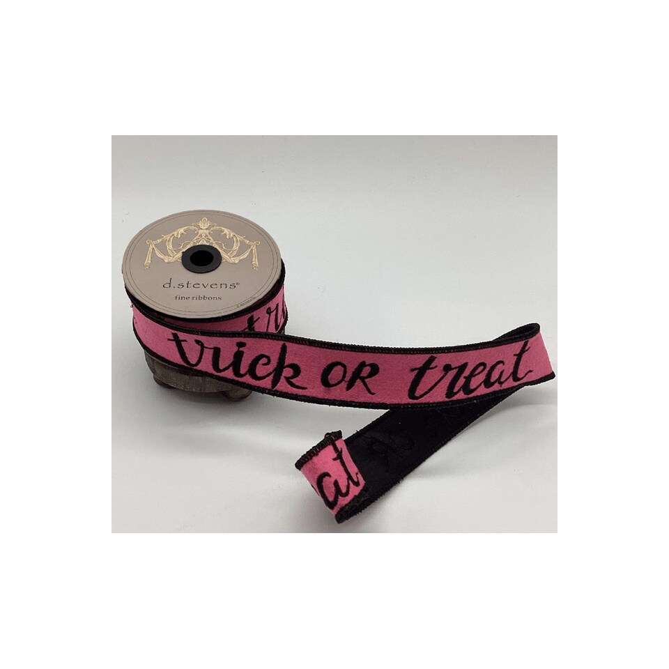 1.5&#x22; Felt Trick or Treat Ribbon: Pink (5 Yards)