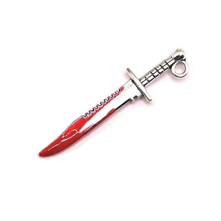 Bloody Hunting Knife Charms, 38x10mm