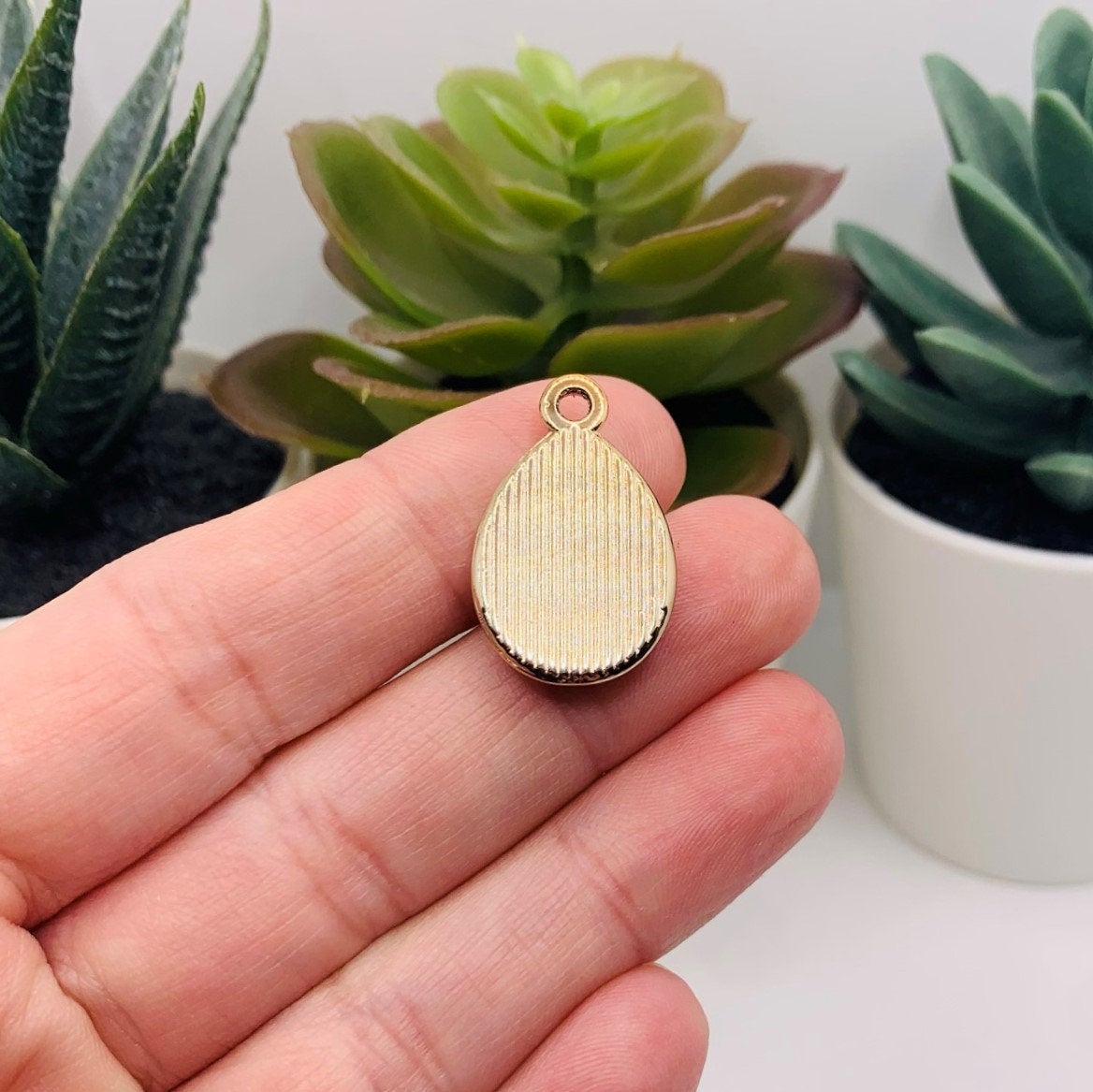 Red Orange and Gold Acrylic Teardrop Charms, 25x16mm