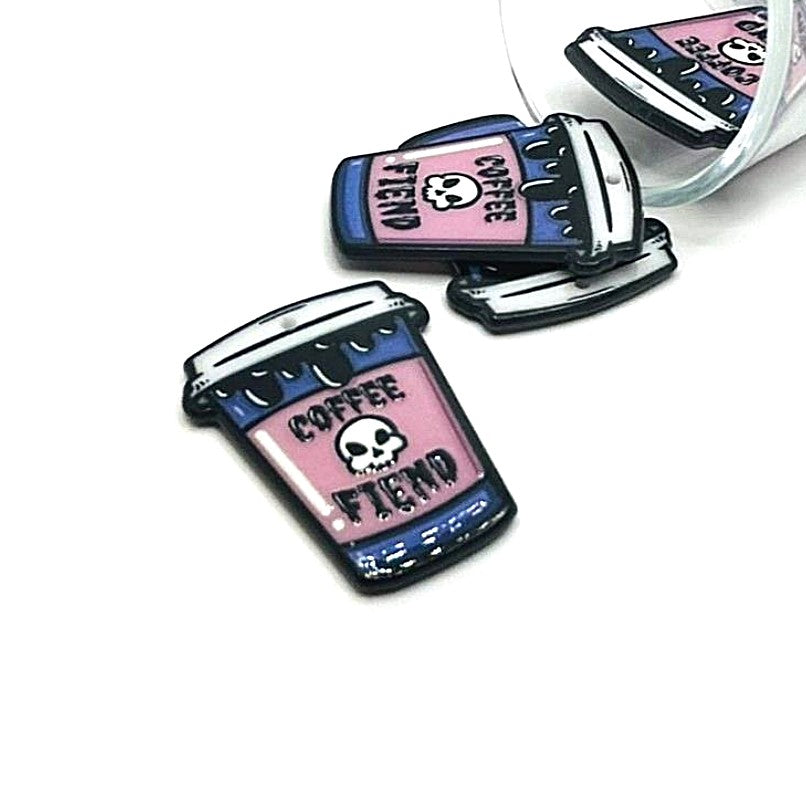 Pink Goth Coffee Fiend Halloween Charms, 40x31mm