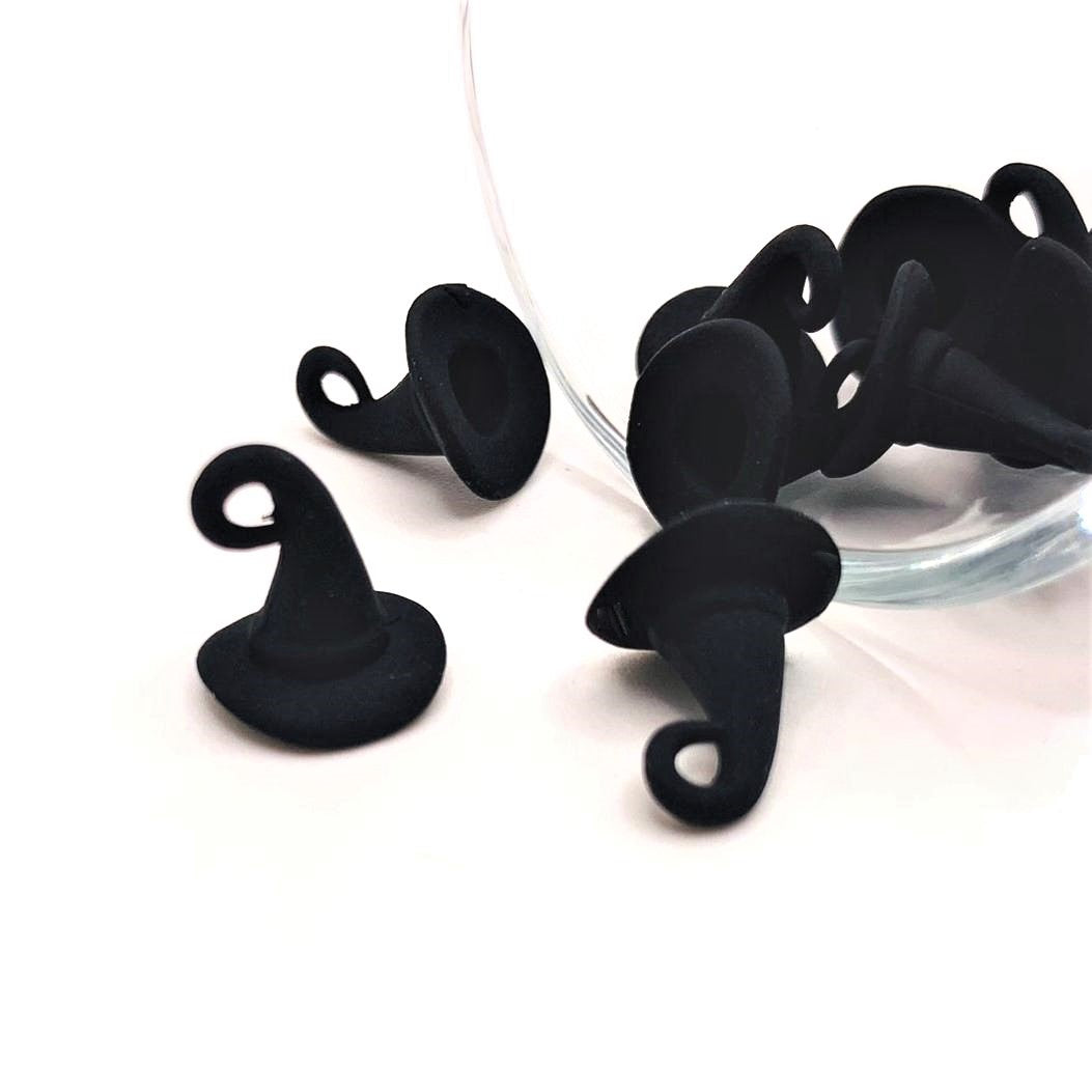 Black Witch Hat 3D Charms, 12x10mm