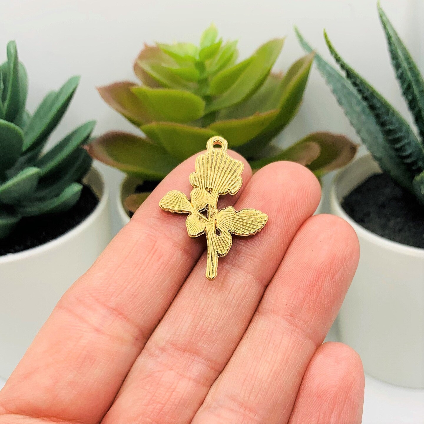 Pink and White Enamel Rose Charms, 29x20mm