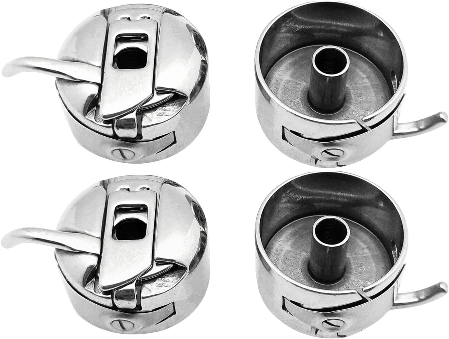 4 Pcs Sewing Machine Bobbin Cases – Stainless Steel Bobbin Holders Compatible with All Front-Loading Class 15 Machines