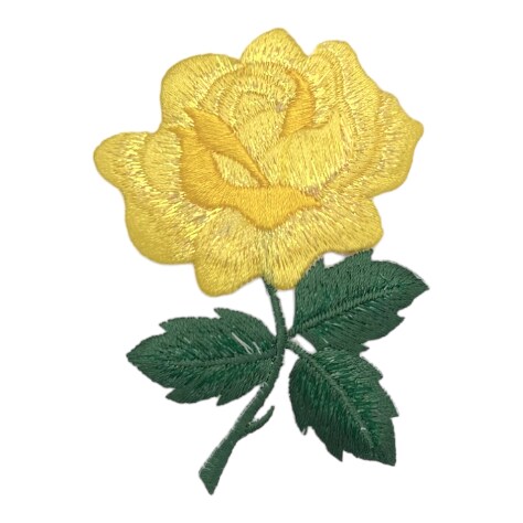 Yellow Rose, Flowers, Embroidered, Iron on Patch