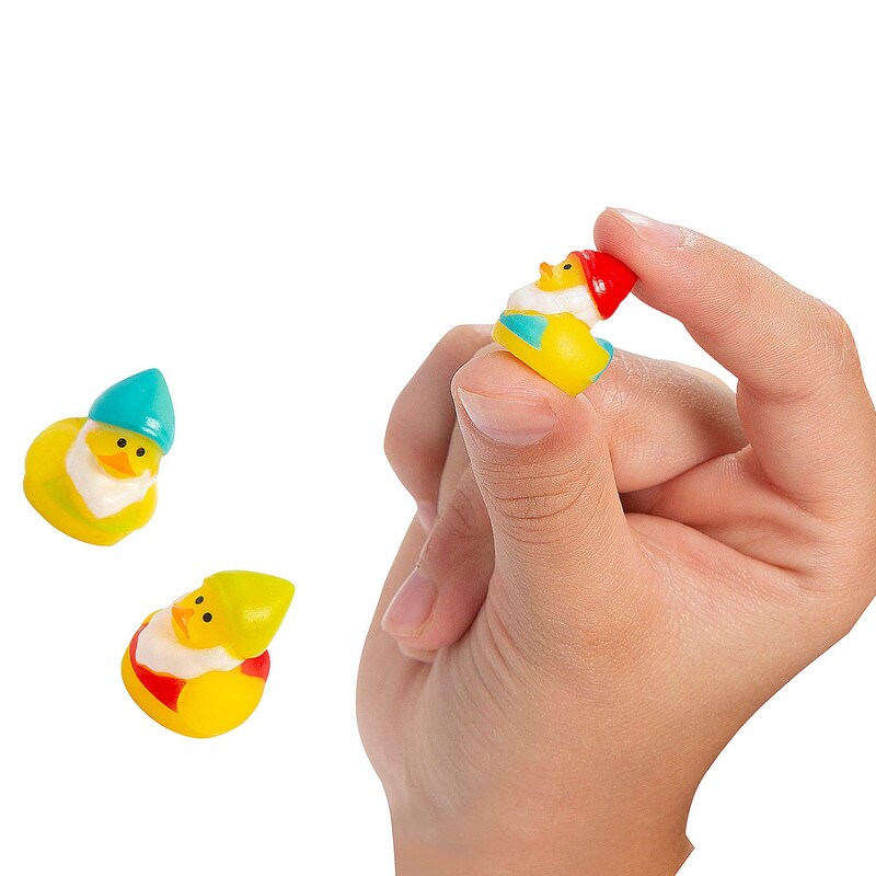 1/2&#x22; Micro Brightly Colored Gnome Rubber Ducks 24 Pieces