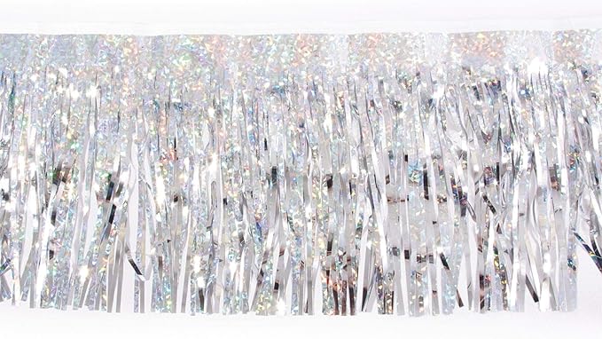 15 Inches x 10 Ft, Indoor &#x26; Outdoor Holiday Parade Float Shiny Sparkly Decoration, Parade Float Decorations For Trailer, Fringe Garland For Parties And Parades