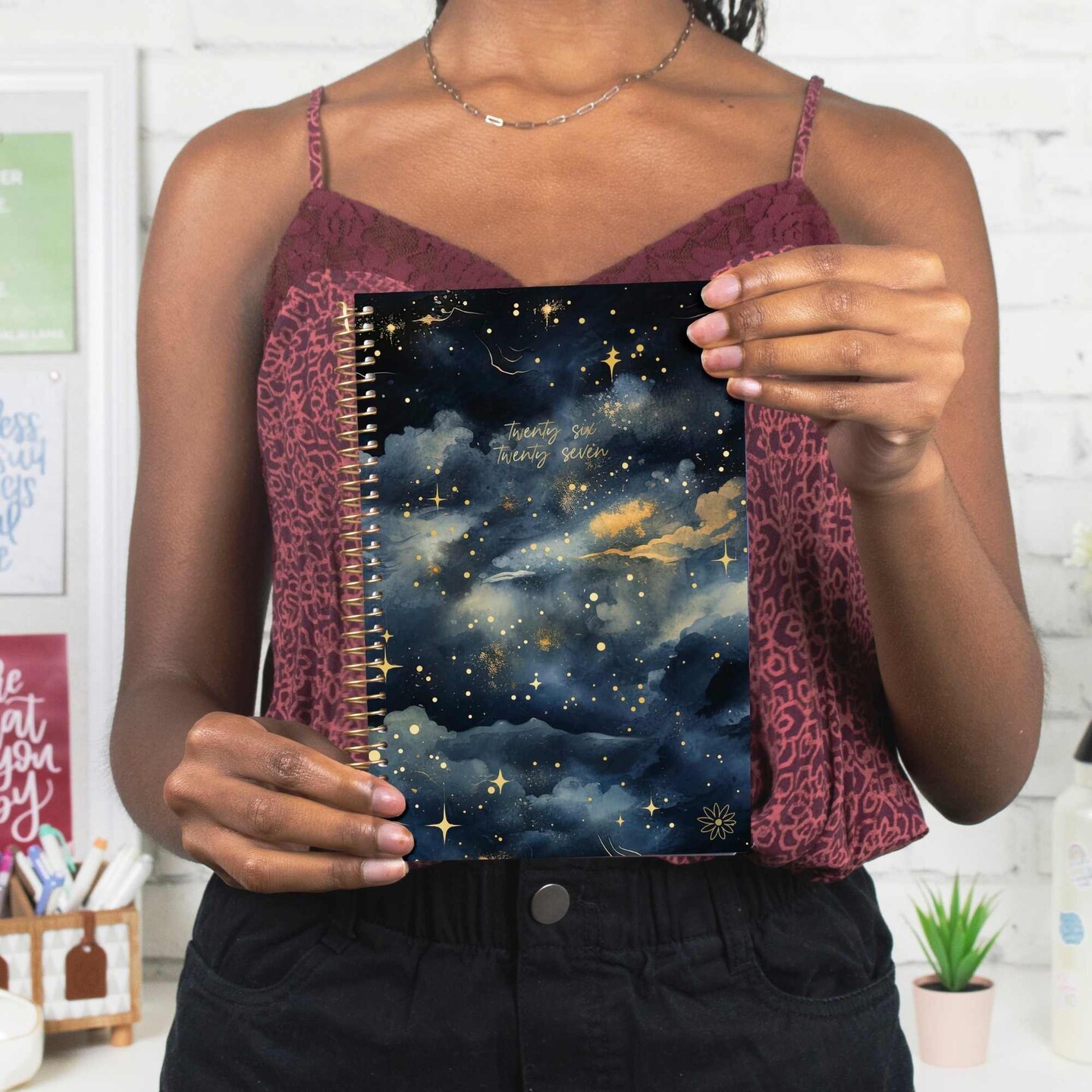 bloom daily planners 2026-2027 Academic Planner, 13 Month Soft Cover Monthly & Weekly, 5.5" x 8.25", Stickers Included, Midnight Sky