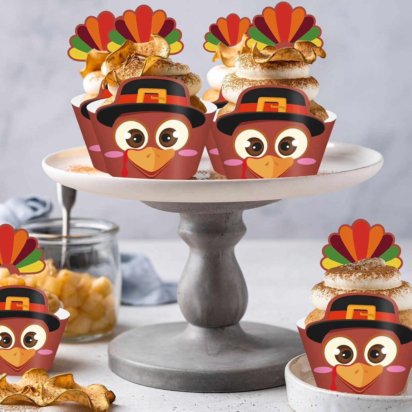 48Pcs Thanksgiving Cupcake Wrappers &#x26; Toppers Set