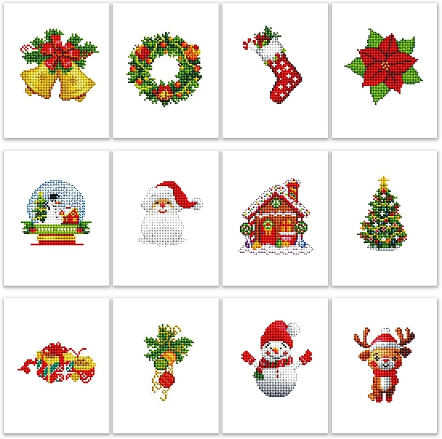 12Pcs Christmas Diamond Art Kit &#x2013; Mini 5D DIY Ornaments for Adults &#x26; Holiday Crafts
