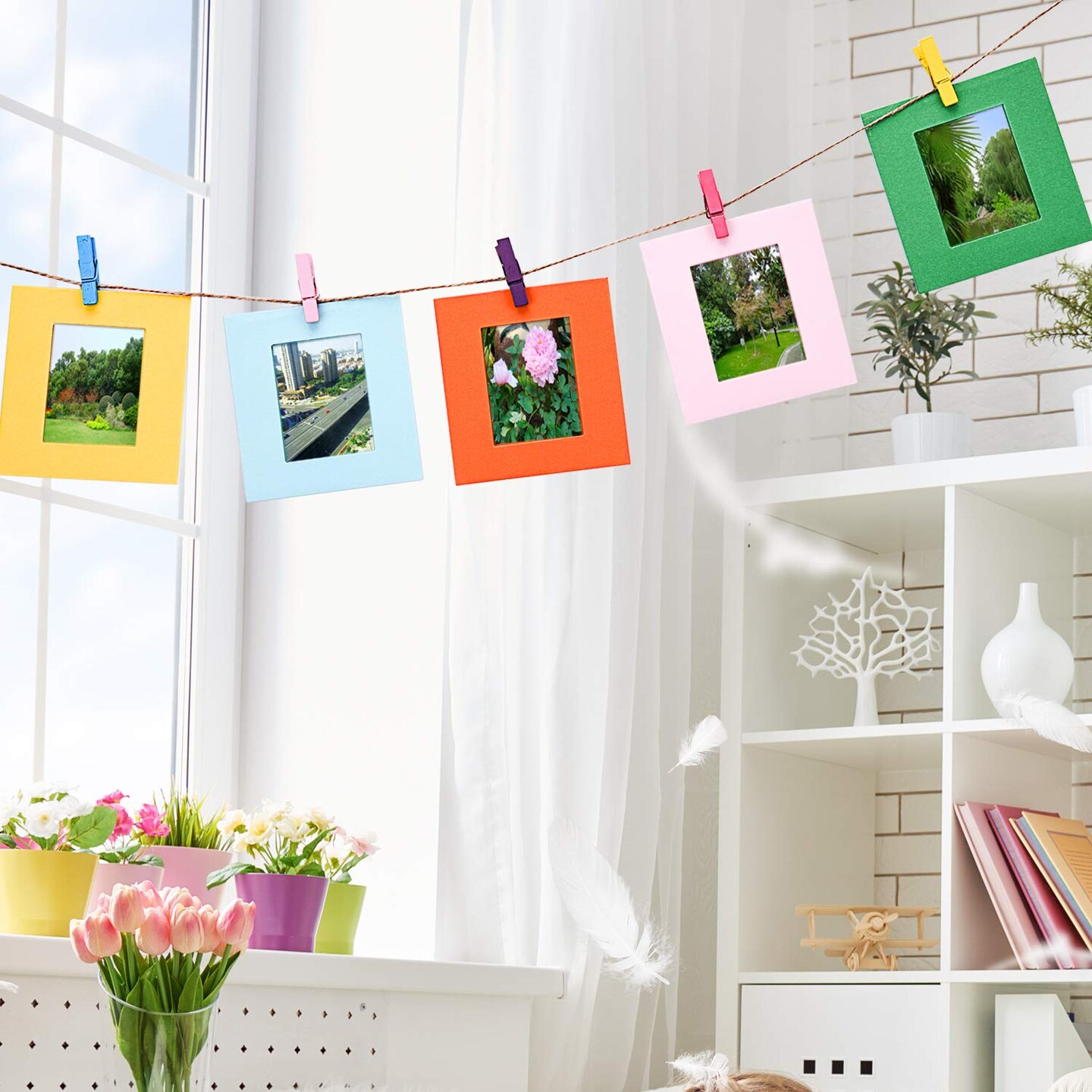 Wall Decor Hanging Display Paper Photo Frame Set Compatible with Fujifilm Instax Mini 11 9 8 70 90 26 Camera Films, Mini Link Printer, 30 Piece (Colorful)