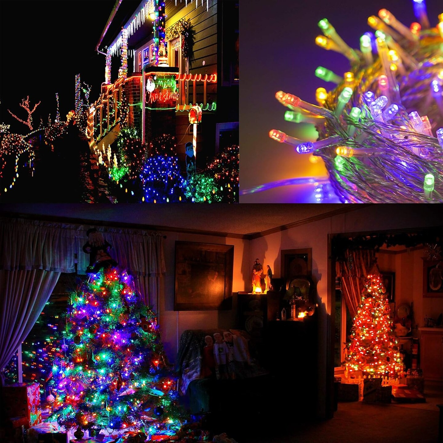 300 LED String Lights Outdoor Indoor, Extra Long 98.5FT Christmas Lights, 8 Lighting Modes