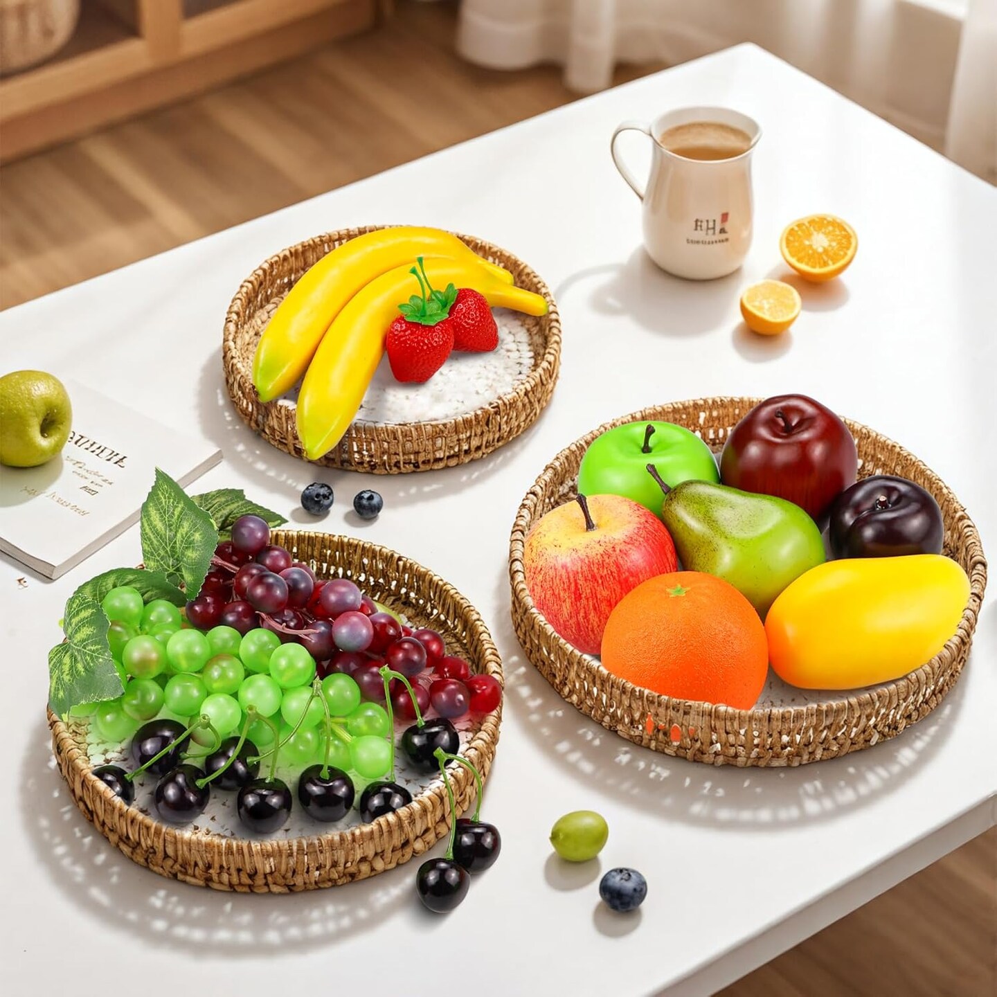 20 Pieces Fake Fruit, Artificial Fruit Decor That Look Real, Faux Fruit for Decoration Party Kitchen Table Centerpiece, Photography Props Fruits Display, Fake Apples, Grapes, Lemon, Oranges