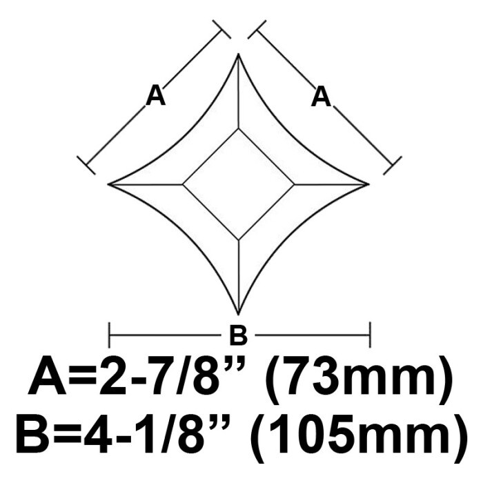 2-7/8&#x22; x 2-7/8&#x22; x 4-1/8&#x22; Pointed Star Glass Bevel - 4.7MM - 10 Pack