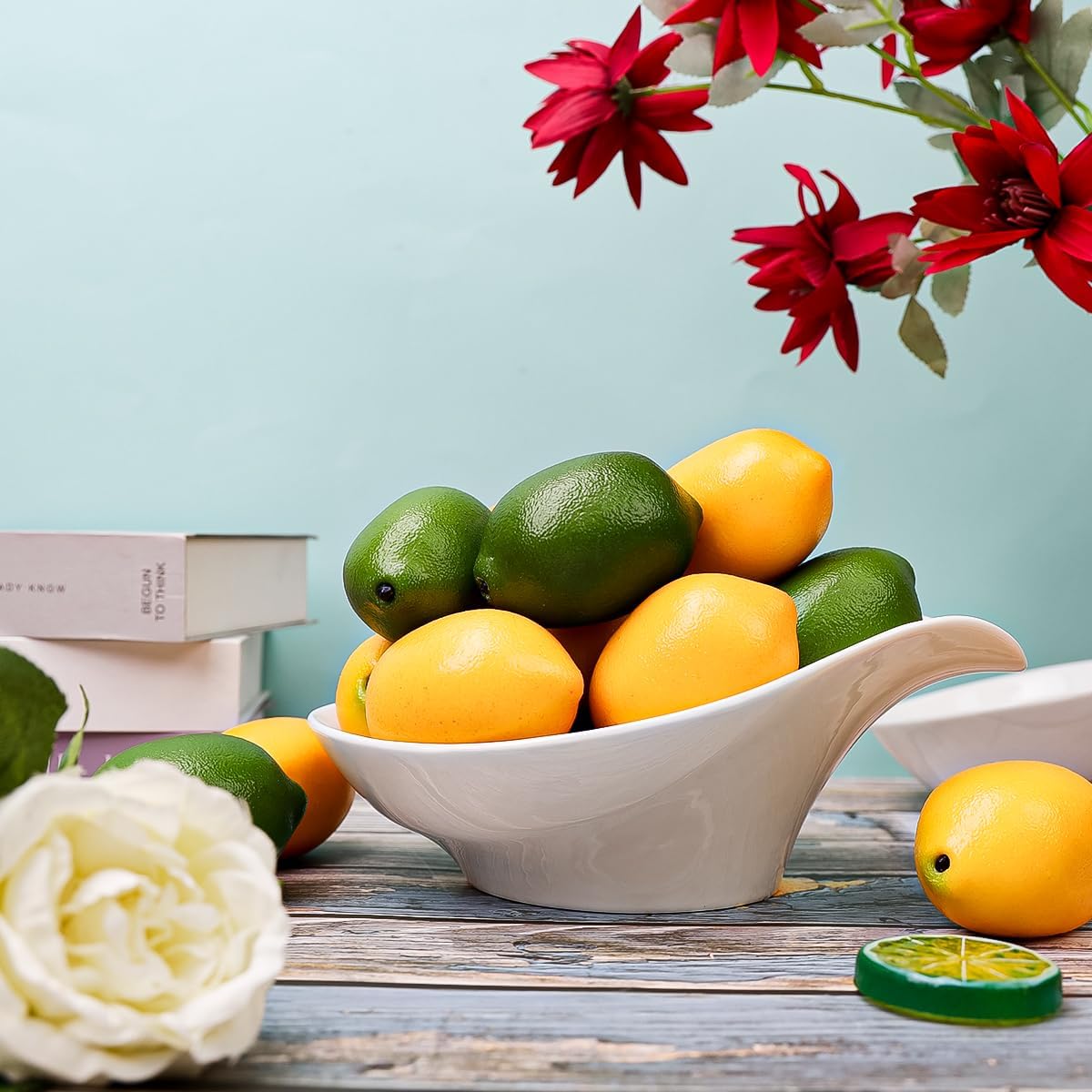 12pcs Yellow &#x26; Green Artificial Lifelike Simulation Lemon Fake Fruit Home Kitchen Cabinet Decoration