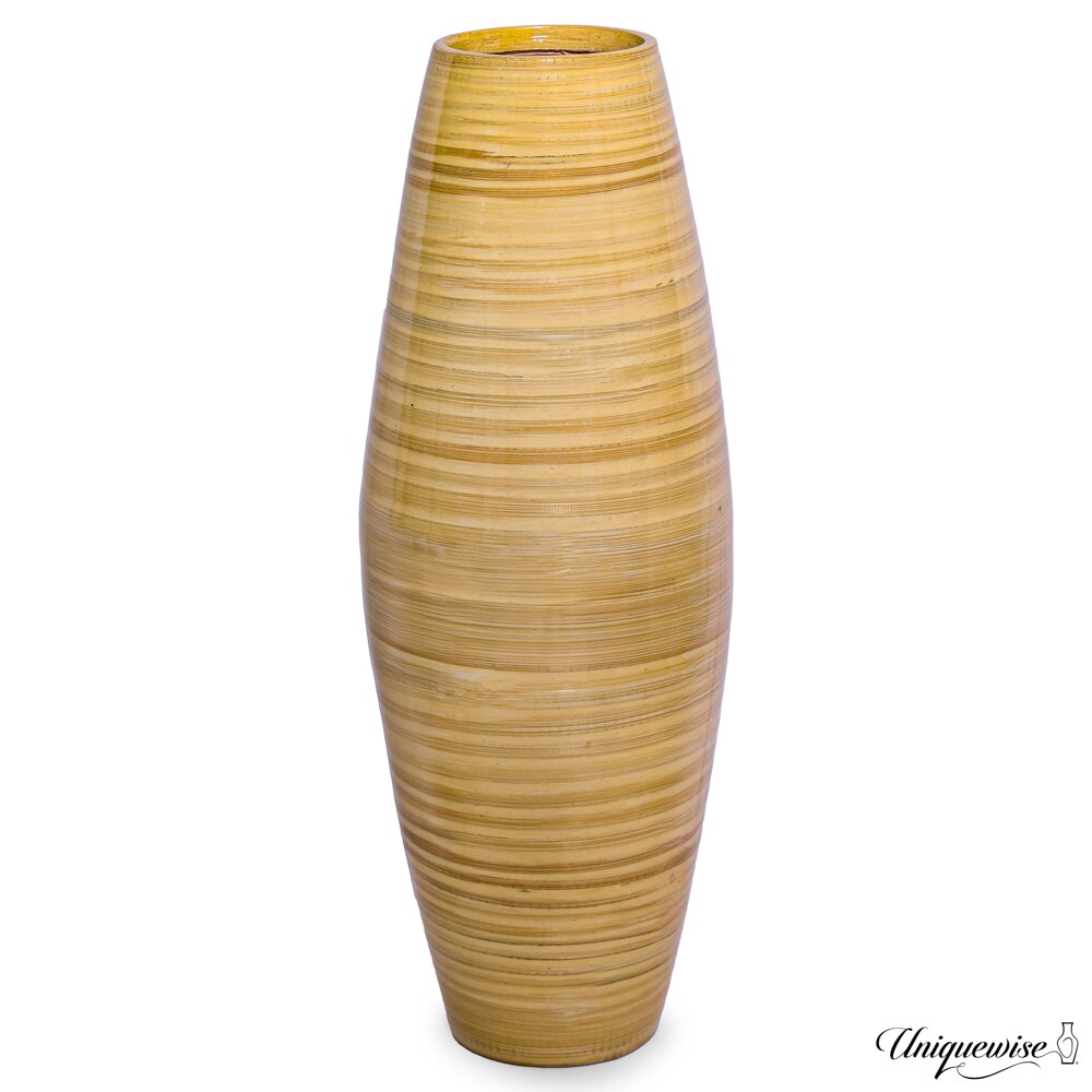 Uniquewise 17" Bamboo Cylinder Flower Vase Modern Decor Piece for Pampas Grass Dried Flowers & Other Fillers Ideal Table and floor Centerpiece or Accent for Fireplace Shelf Mantel or Entryway Console