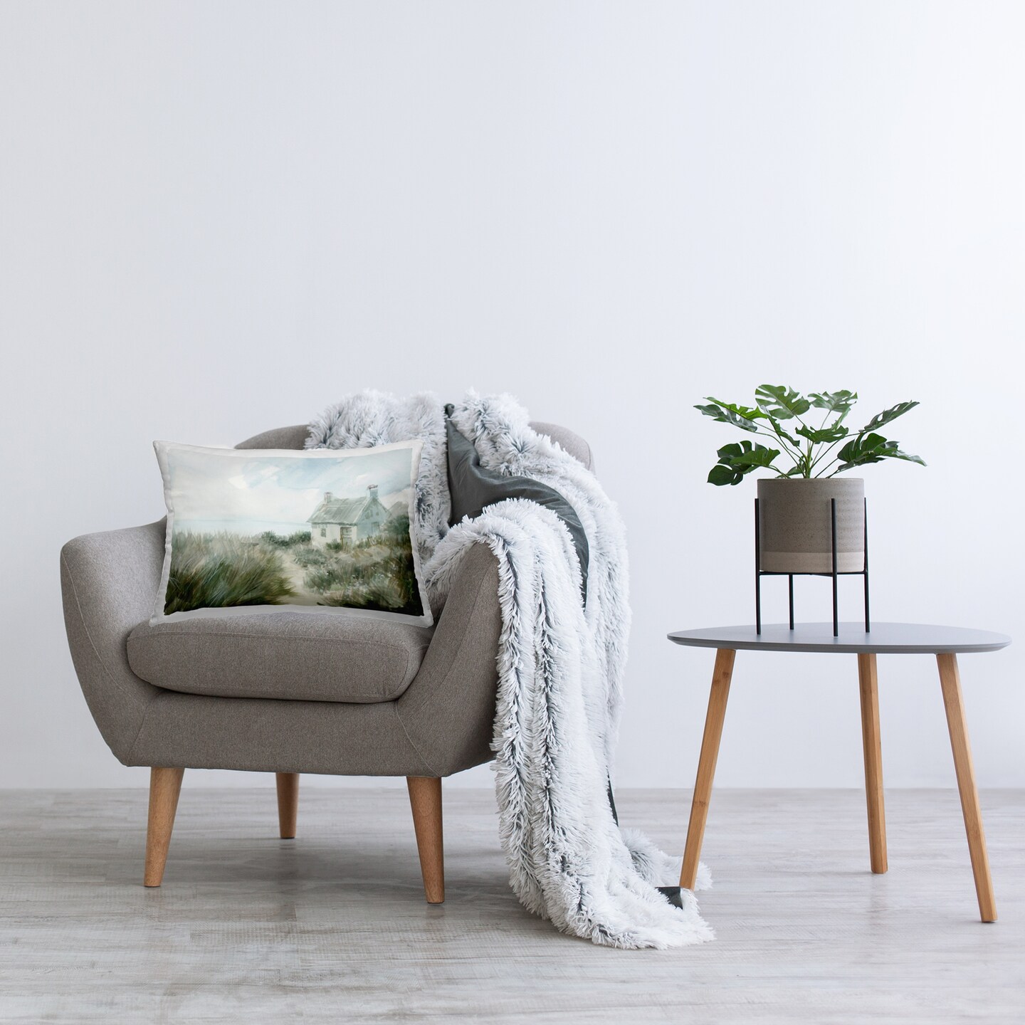 Stupell Industries Simple Windswept Cottage Decorative Printed Throw Pillow design by Danhui Nai, 14 x 7 x 20