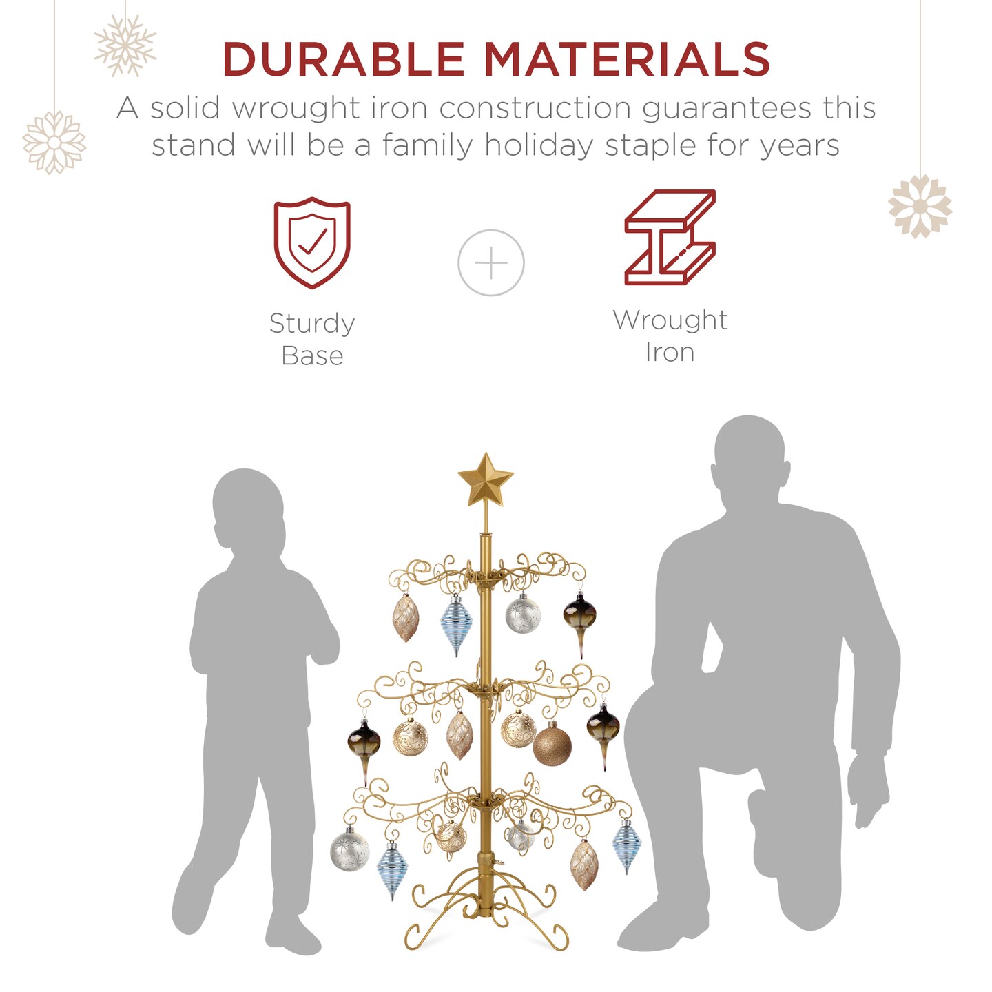 Best Choice Products 3ft Wrought Iron Ornament Display Christmas Tree w/ Easy Assembly, Stand