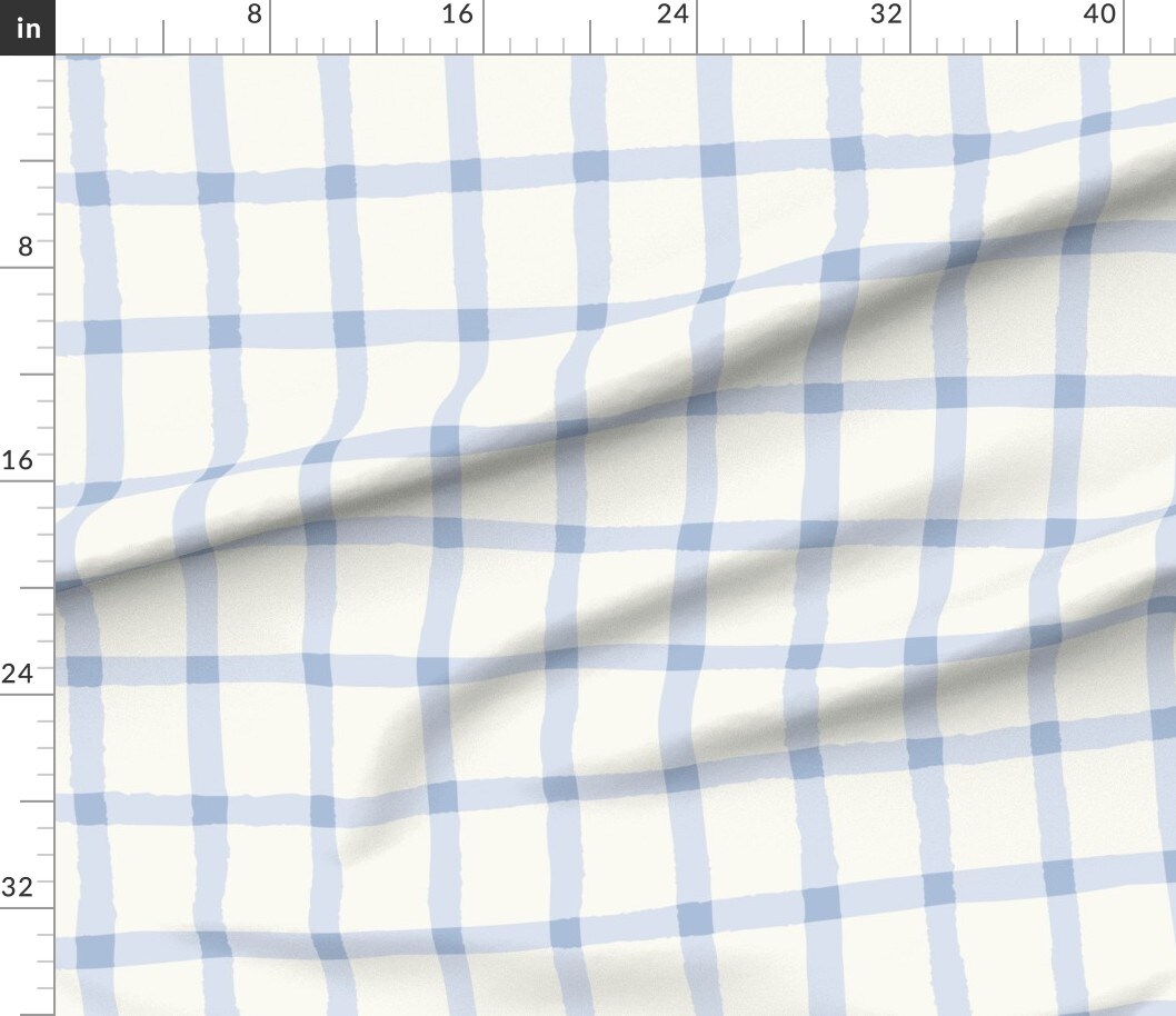Cottagecore Checkered Gingham Plaid Blue Cabin Core Traditional Rustic Farmhouse Kids Baby Blanket Children Squares Country Farm Custom Printed Fabric by Spoonflower Various Fabrics by the Yard or Fat Quarter
