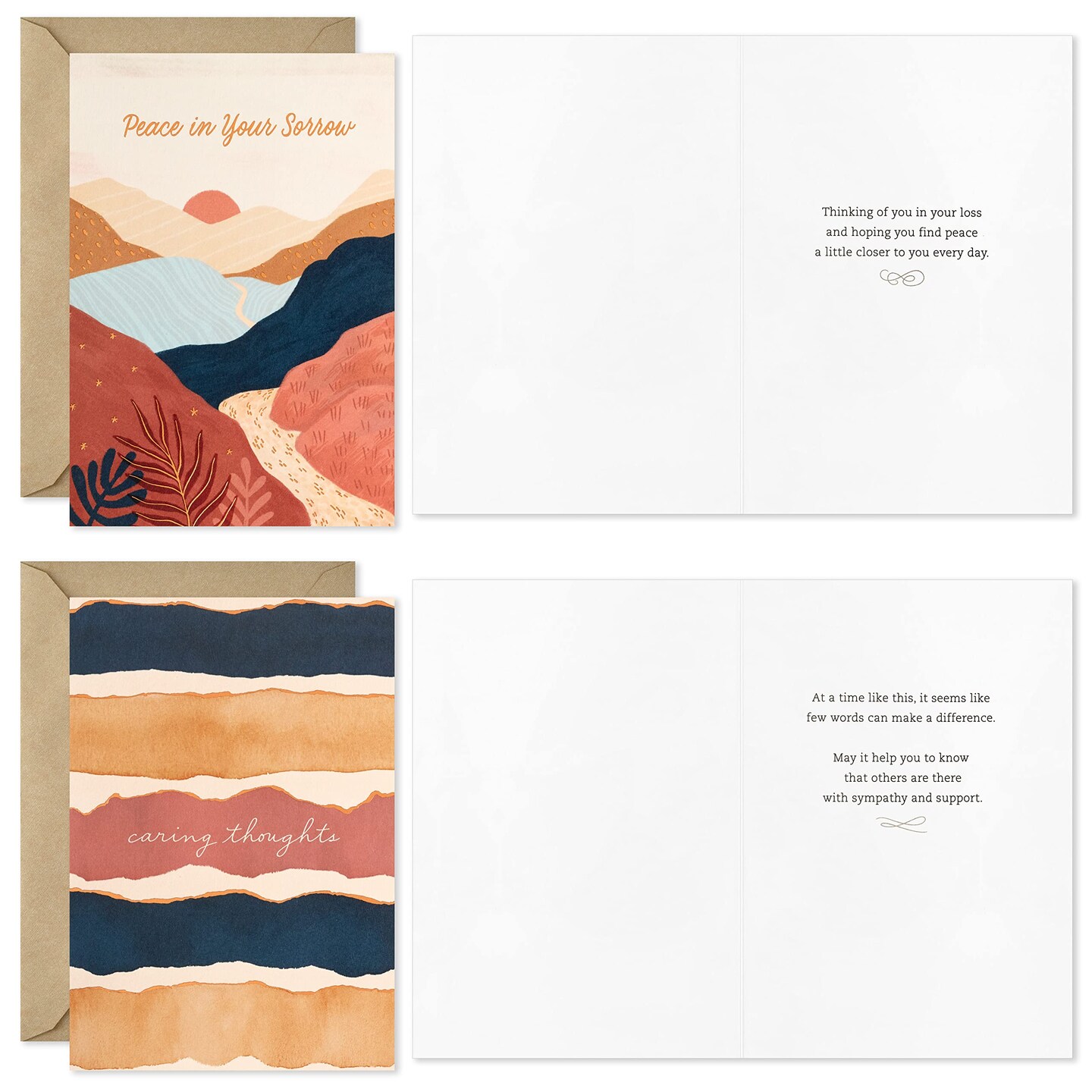 Hallmark Sympathy Cards Assortment, Painted Palms (16 Assorted Thinking of You Cards with Envelopes)