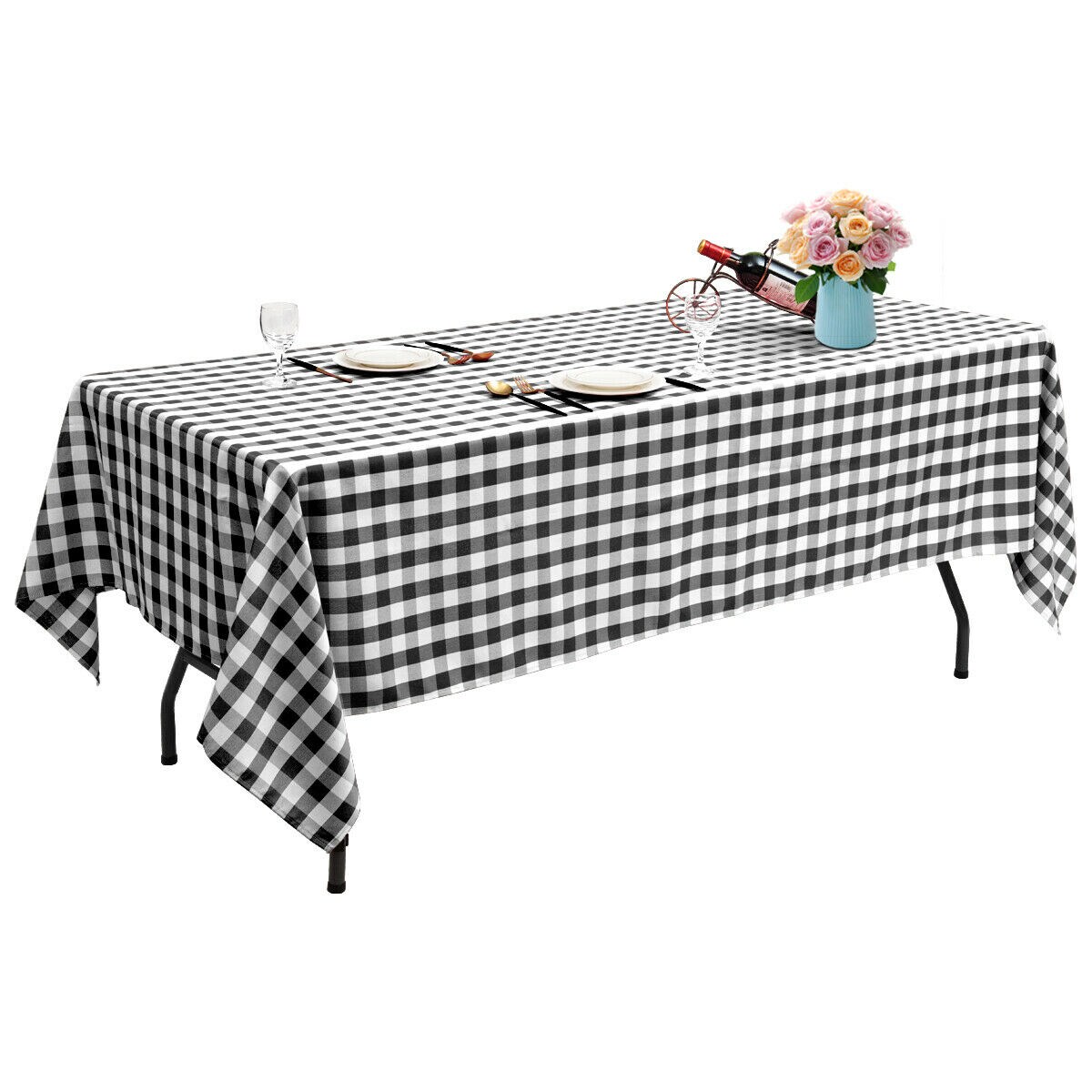 Set of 10 Rectangular Polyester Tablecloths for Dining, Picnic and Party Tables