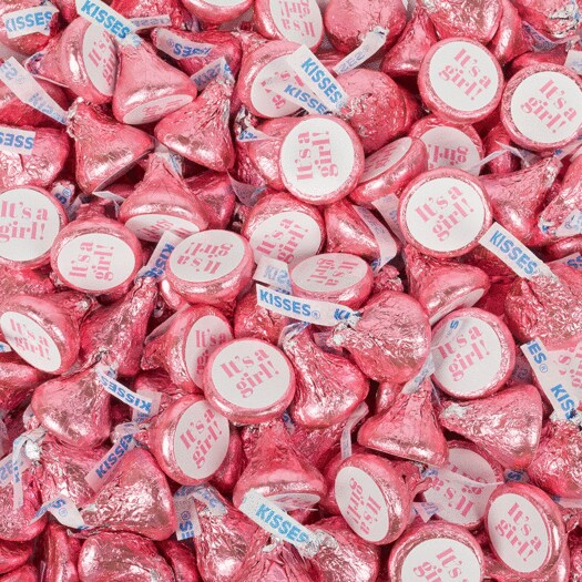 85 Pcs It's a Girl Baby Shower Candy Pink Hershey's Kisses Milk Chocolate (13.6oz Bag, Approx. 85 Pcs) - No Assembly Required - By Just Candy